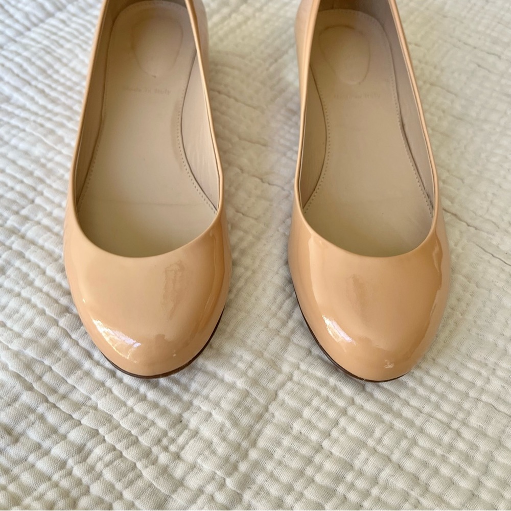 J. Crew | Janey Nude Patent Leather Gold Heeled Ballet Flats - Picture 3 of 9